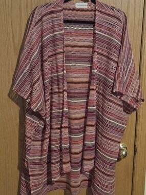 The Nines Striped Open Kimono - Pink Multi
